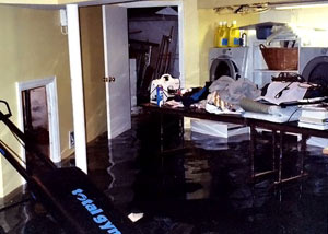 A laundry room flood in Ridgway, with several feet of water flooded in.