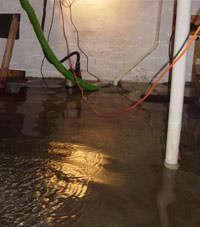Several feet of floodwaters in a Clymer basement