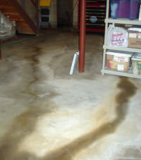 Flooding entering a basement through a floor crack in Coudersport
