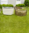 comparison of an old steel basement window well with a new vinyl basement window well in Pennsylvania and New York